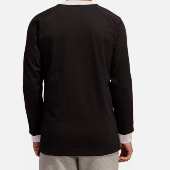 Mens Adidas 3 Stripe Black Long Sleeve TeeSize Large - Picture 5 of 9